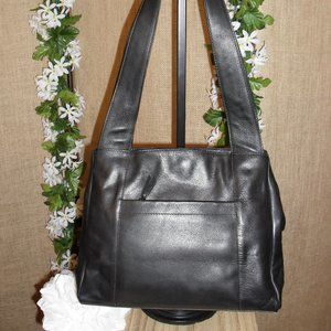 Tano Italian Black Leather Shoulder Bag